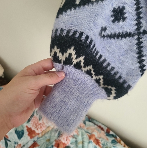 Zara Wool Mohair Aztec Crewneck Size Med - Picture 3 of 8